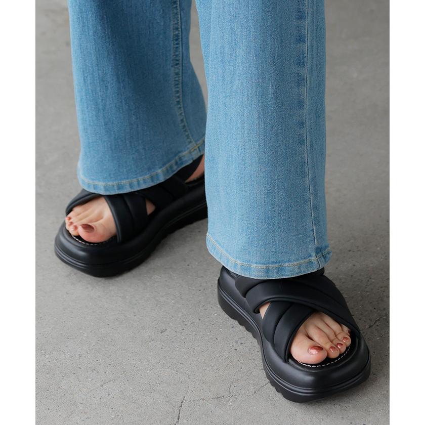 サンダル 厚底 シューズ 靴 軽量 クロス ベルト 歩きやすい オープントゥ きれいめ おしゃれ カジュアル | HUG.U | 05