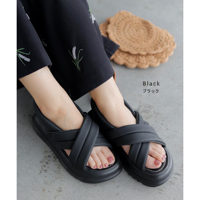 サンダル 厚底 シューズ 靴 軽量 クロス ベルト 歩きやすい オープントゥ きれいめ おしゃれ カジュアル | HUG.U | 09