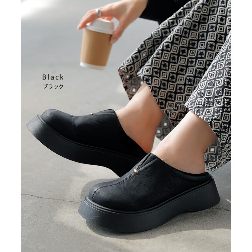 スリッポン 厚底 踵踏める 2way レディース 靴 厚底 シューズ 紐なし 歩きやすい 履きやすい サンダル ボリュームソール トラックソール くつ クツ 通勤 通学 | HUG.U | 10