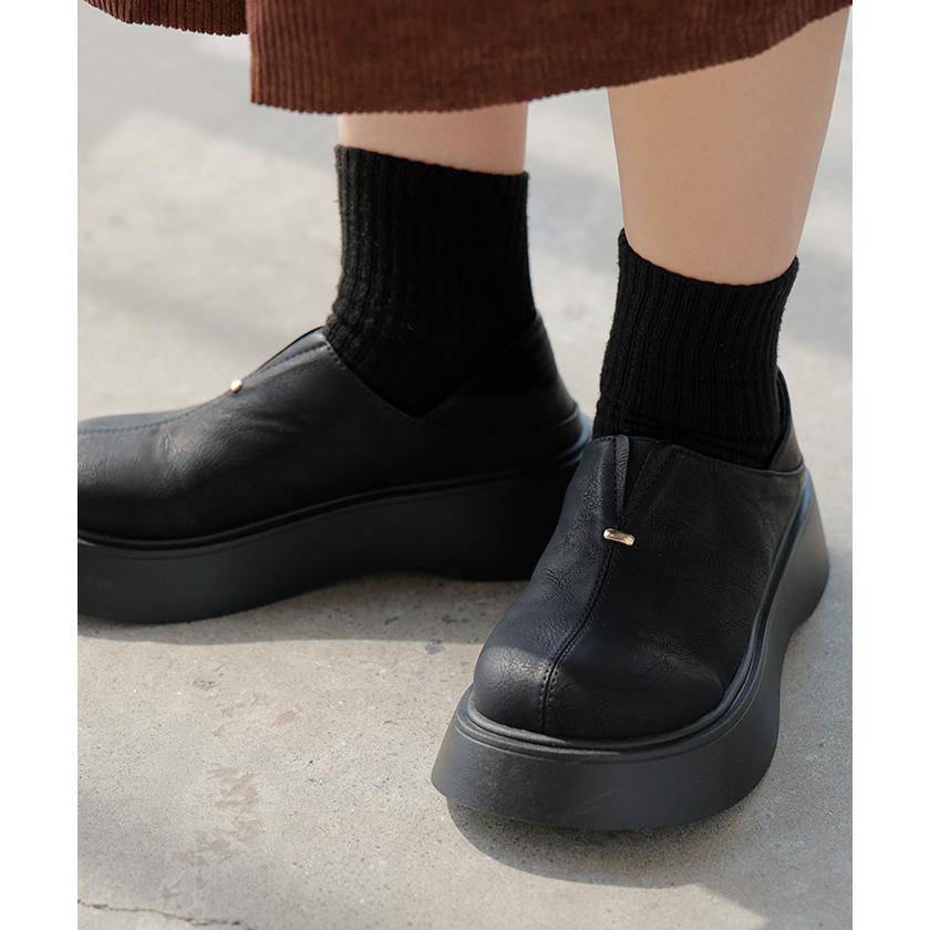 スリッポン 厚底 踵踏める 2way レディース 靴 厚底 シューズ 紐なし 歩きやすい 履きやすい サンダル ボリュームソール トラックソール くつ クツ 通勤 通学 | HUG.U | 12