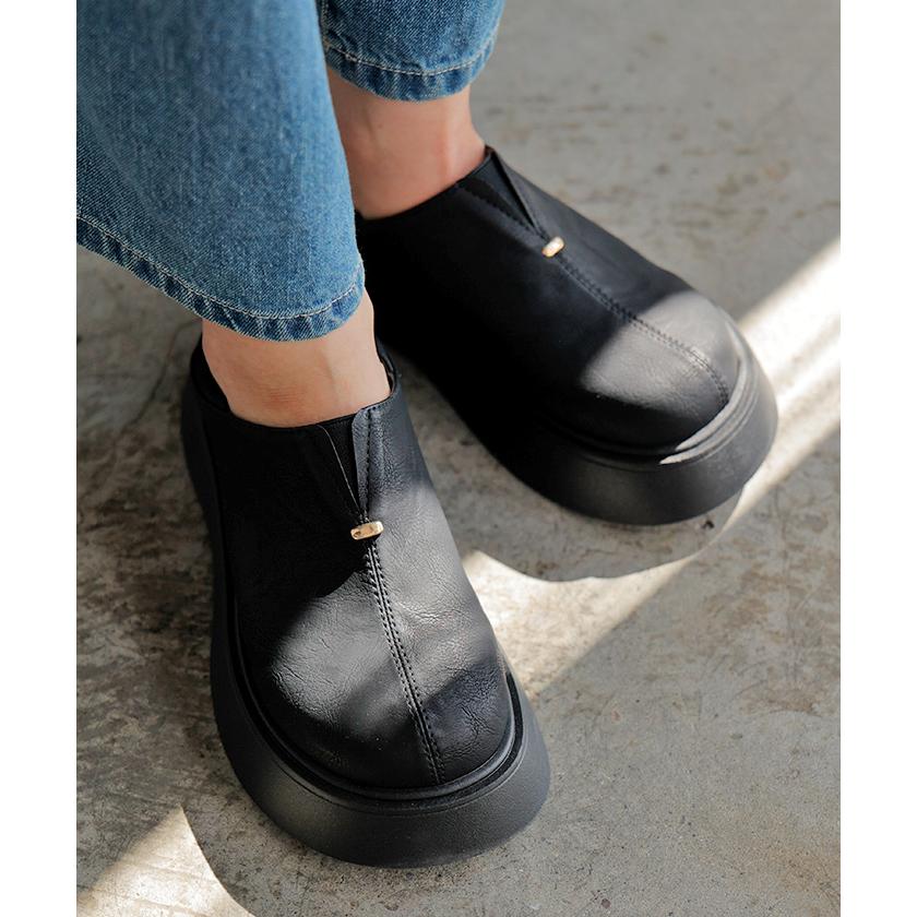 スリッポン 厚底 踵踏める 2way レディース 靴 厚底 シューズ 紐なし 歩きやすい 履きやすい サンダル ボリュームソール トラックソール くつ クツ 通勤 通学 | HUG.U | 05