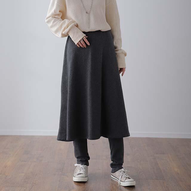 スカート付きレギンス レディース スカート付パンツ 裏起毛 スカート付レギンス 着る毛布 レギンス 2411sl | HUG.U | 18