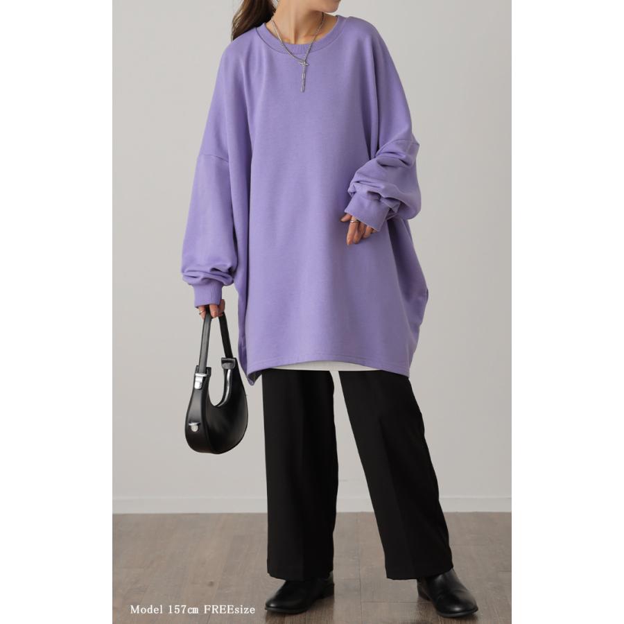 スウェット 選べる裏地  裏シャギー パイル地 レディース トレーナー トップス 大きいサイズ メンズライク ドルマンスリーブ ビッグサイズ カジュアル ビッグ | HUG.U | 20