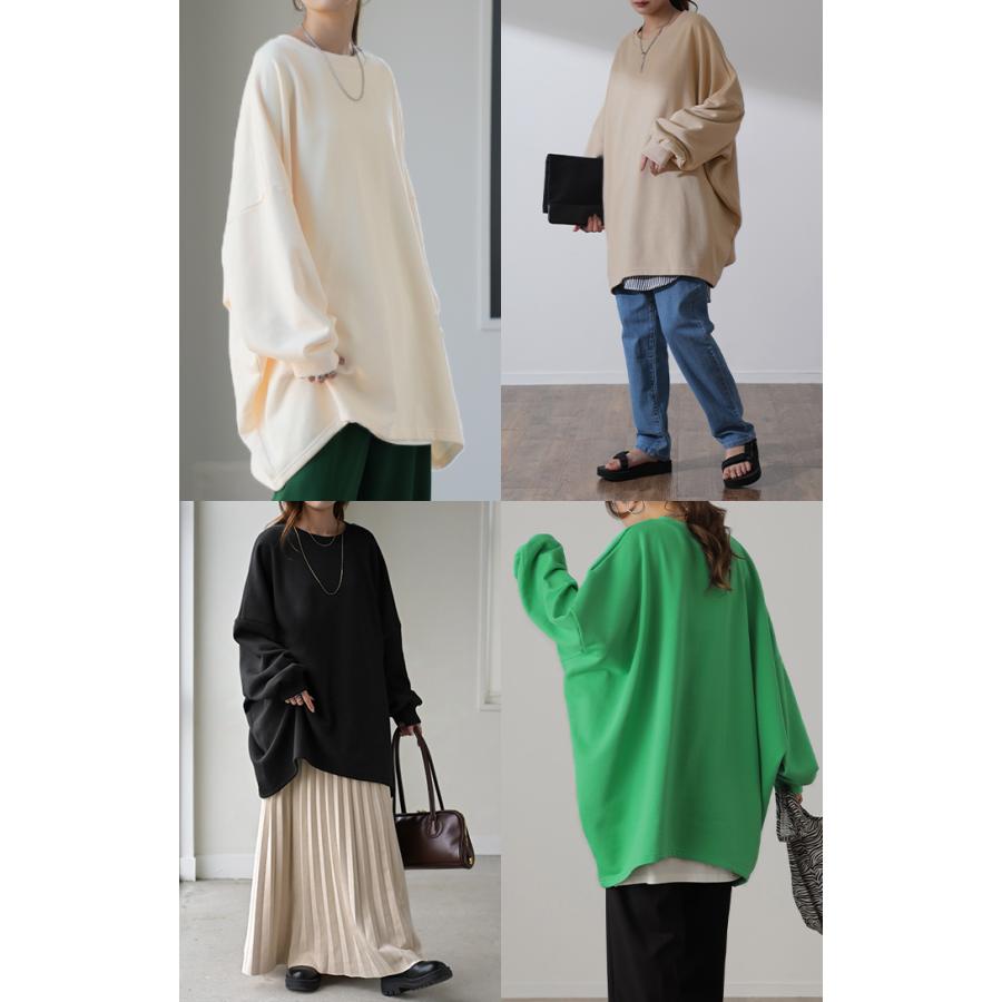 スウェット 選べる裏地  裏シャギー パイル地 レディース トレーナー トップス 大きいサイズ メンズライク ドルマンスリーブ ビッグサイズ カジュアル ビッグ | HUG.U | 21