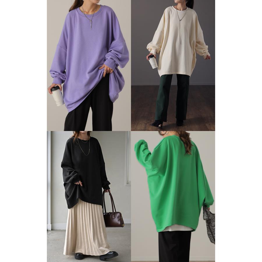 スウェット 選べる裏地  裏シャギー パイル地 レディース トレーナー トップス 大きいサイズ メンズライク ドルマンスリーブ ビッグサイズ カジュアル ビッグ | HUG.U | 22