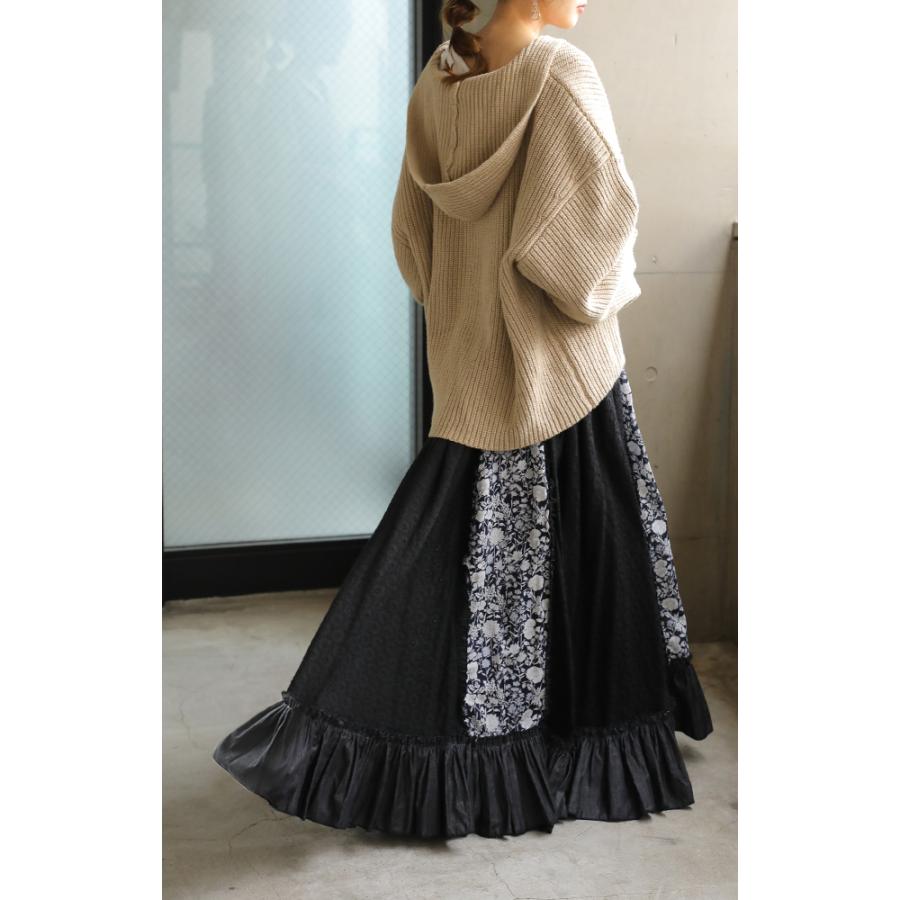 HUG.U ロングスカート 花柄 スカート フリルスカート デニム