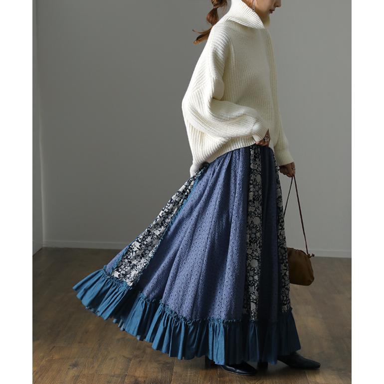 ロングスカート 花柄 スカート フリルスカート デニムスカート 