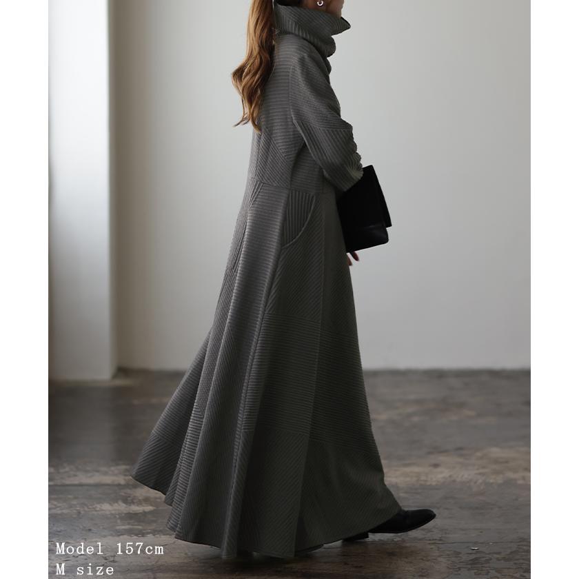 ワンピース レディース  長袖 オフタートル フレア 小顔 お呼ばれ ロングワンピース 2411sl | HUG.U | 16