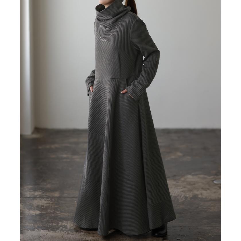 ワンピース レディース  長袖 オフタートル フレア 小顔 お呼ばれ ロングワンピース 2411sl | HUG.U | 06