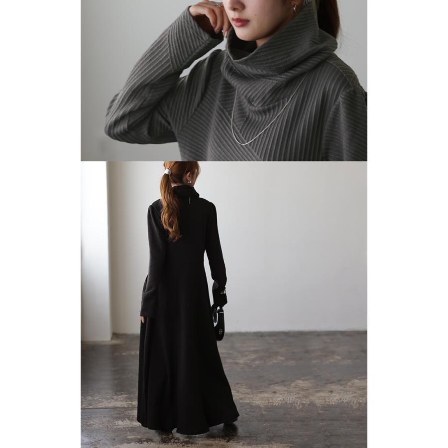 ワンピース レディース  長袖 オフタートル フレア 小顔 お呼ばれ ロングワンピース 2411sl | HUG.U | 10