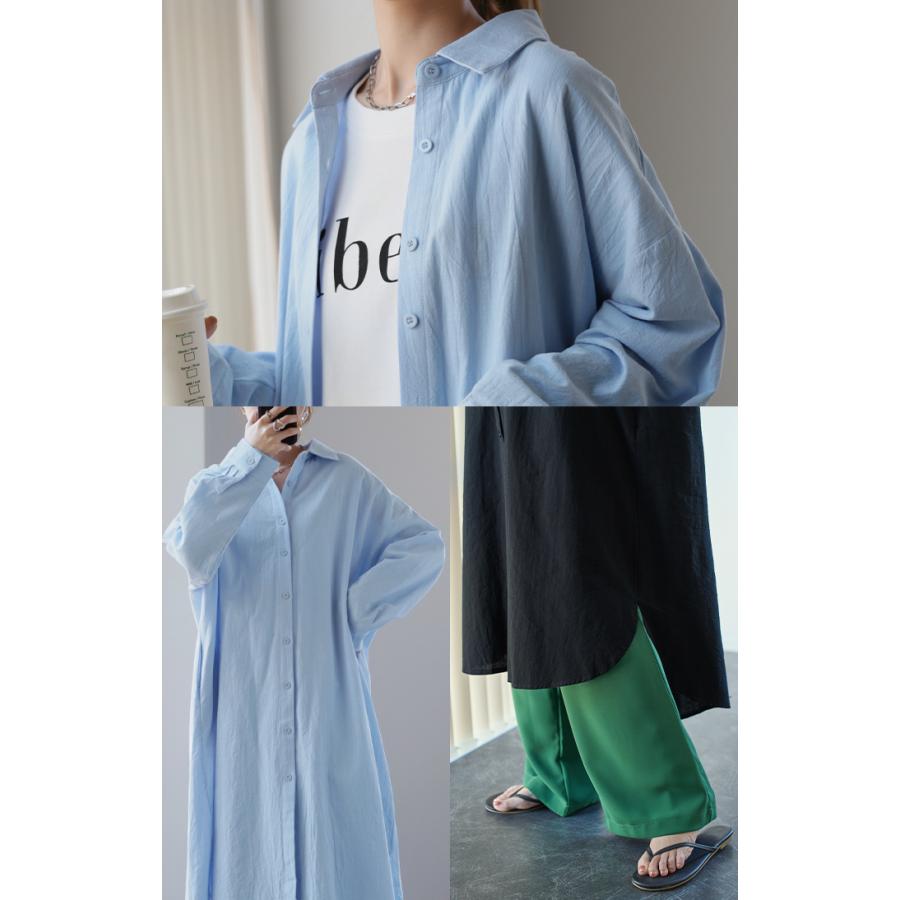 シャツワンピース ワンピース レディース ロング 白 長袖 黒 大きいサイズ | HUG.U | 22