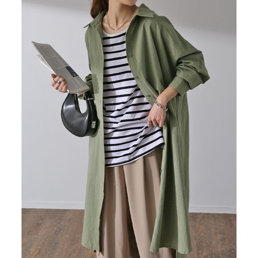 シャツワンピース ワンピース レディース ロング 白 長袖 黒 大きいサイズ | HUG.U | 08