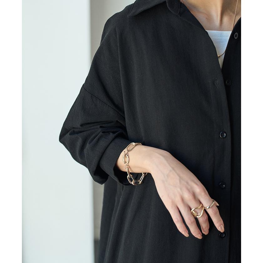 シャツワンピース ワンピース レディース ロング 白 長袖 黒 大きいサイズ | HUG.U | 09