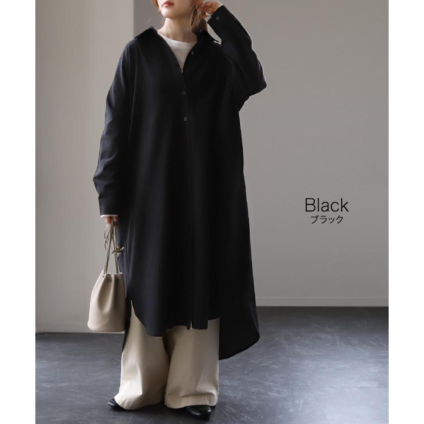 シャツワンピース ワンピース レディース ロング 白 長袖 黒 大きいサイズ | HUG.U | 10