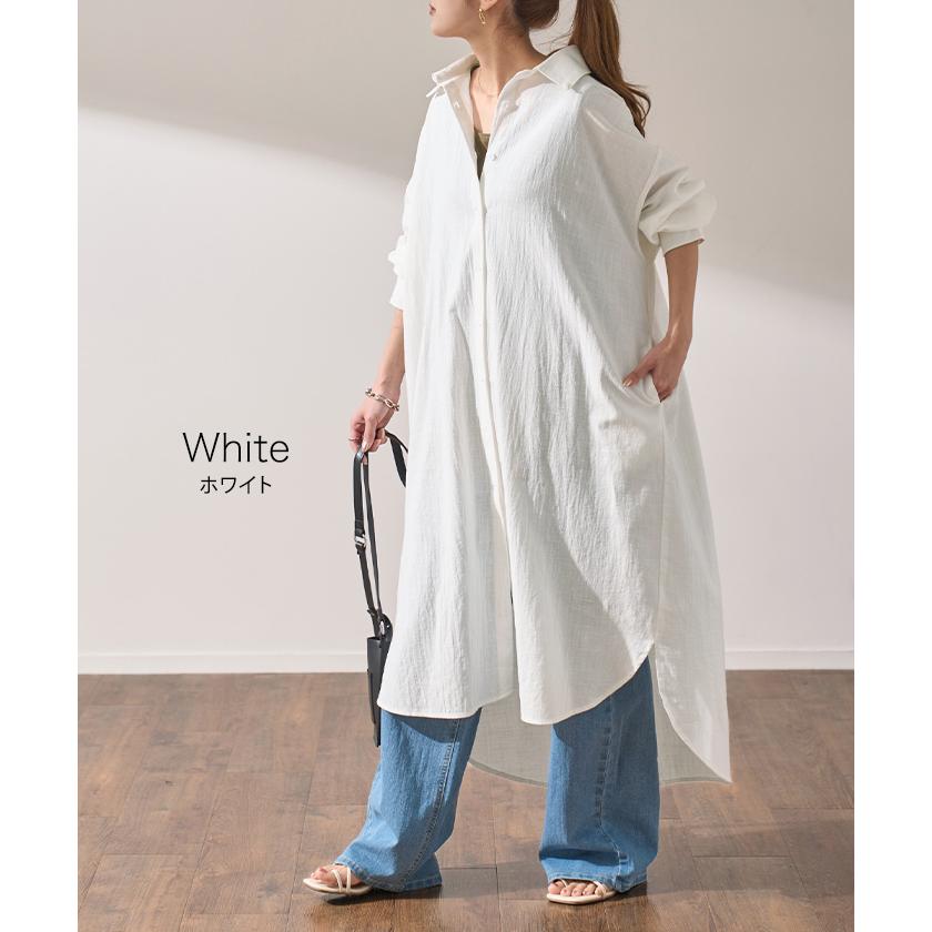 シャツワンピース ワンピース レディース ロング 白 長袖 黒 大きいサイズ | HUG.U | 10