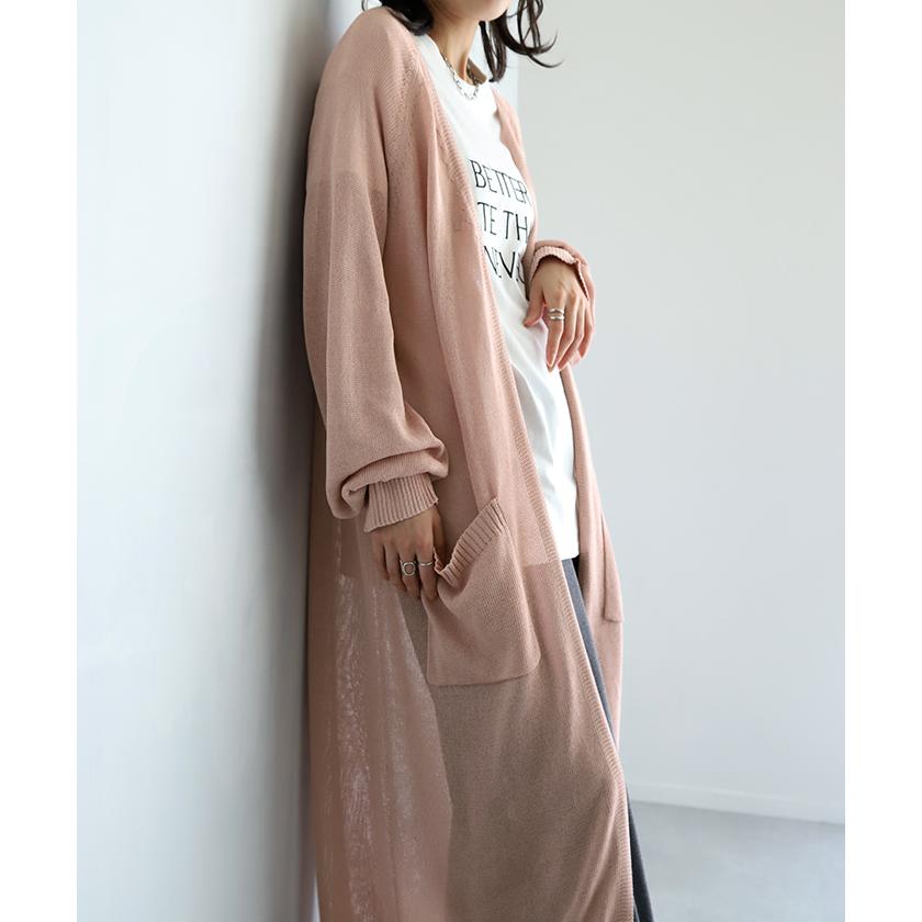HUG.U カーディガン レディース ロング 薄手 シアー ロング 