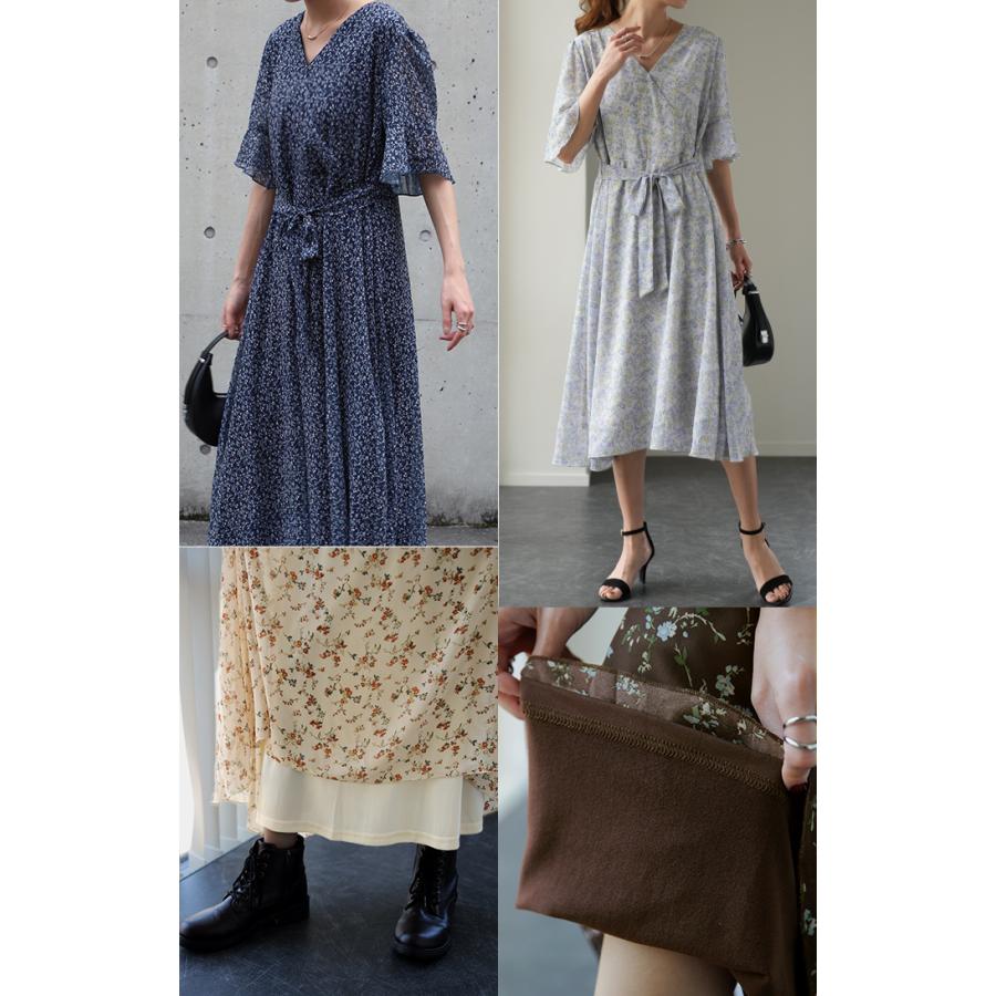 ワンピース シフォン 着痩せ ロングワンピース ロング ワンピ 花形 大きいサイズ レディース 長袖 半袖 選べる | HUG.U | 19