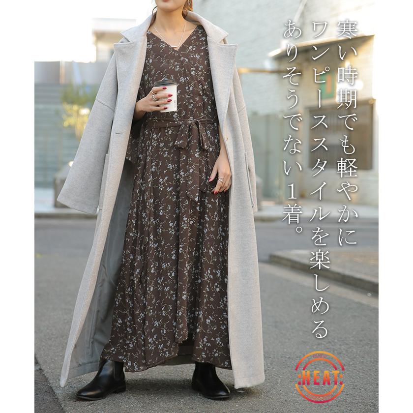 ワンピース シフォン 着痩せ ロングワンピース ロング ワンピ 花形 大きいサイズ レディース 長袖 半袖 選べる | HUG.U | 22