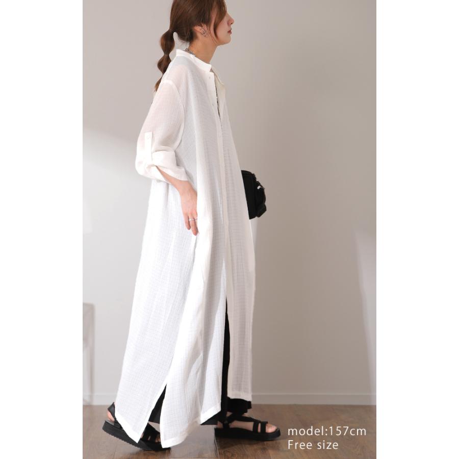 シャツワンピース ロングシャツ レディース シアーシャツ ワンピース 黒 白 秋 X6 Hug U ハグユー 通販 Yahoo ショッピング