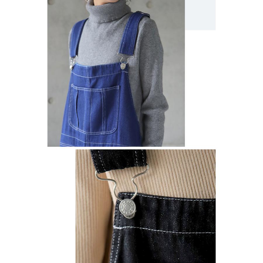 オールインワン デニム レディース サロペット 体型カバー デニムオールインワン 大きいサイズ ワイドパンツ ゆったり 体型カバー ワイドパンツルック | HUG.U | 12