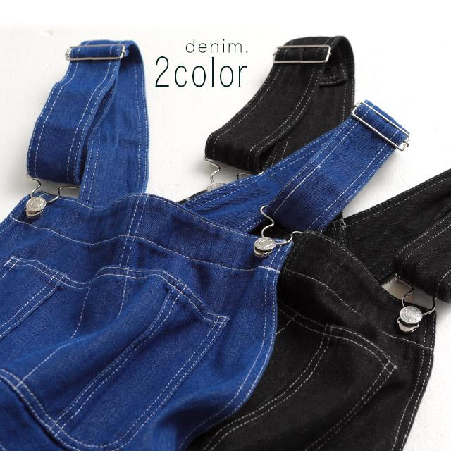 オールインワン デニム レディース サロペット 体型カバー デニムオールインワン 大きいサイズ ワイドパンツ ゆったり 体型カバー ワイドパンツルック | HUG.U | 09