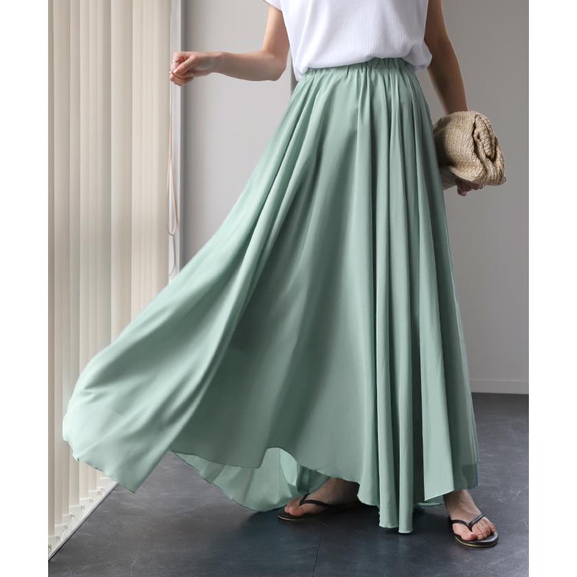 スカート ロング フレアスカート レディース 無地 シンプル 大きいサイズ | HUG.U | 11