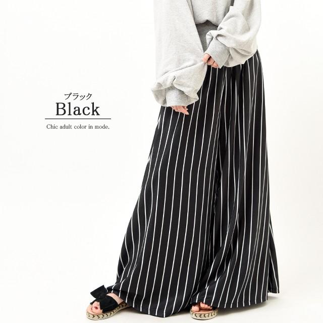 ワイドパンツ レディース パンツ ガウチョ ストライプ シフォン フレア ボトムス ロング リラックス スカーチョ 長い 大きいサイズ 美脚 春夏 X956 Hug U ハグユー 通販 Yahoo ショッピング