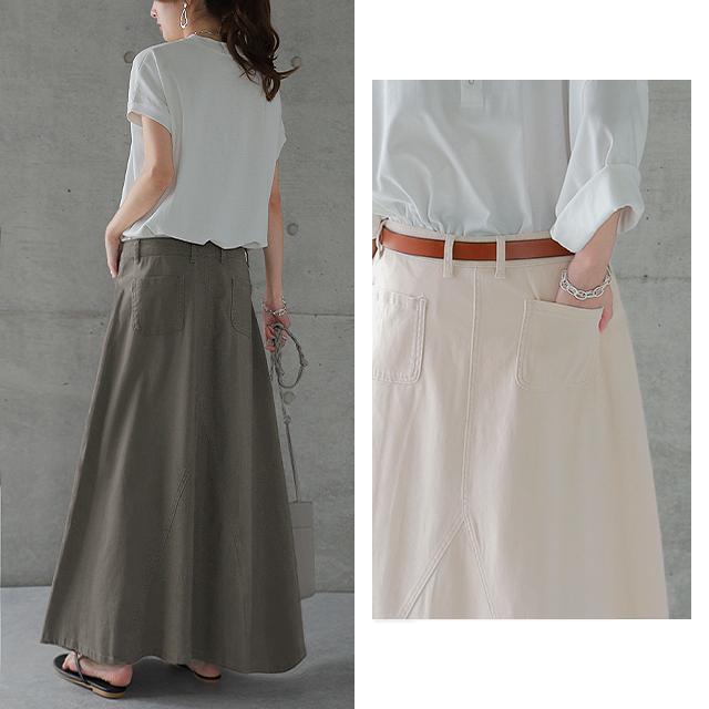 スカート ロング ベイカースカート レディース マキシスカート 大きいサイズ ロングスカート | HUG.U | 22