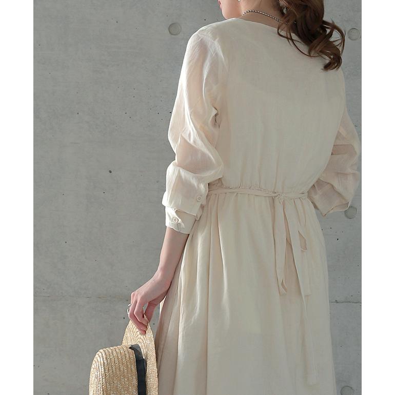 ワンピース ロングワンピース ロングカーディガン マキシワンピース コットン100% レディース カシュクールワンピース 長袖 大きいサイズ | HUG.U | 21