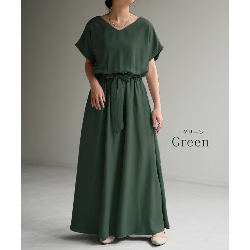ワンピース レディース 半袖 ロングワンピース フレンチスリーブ 大きいサイズ | HUG.U | 15