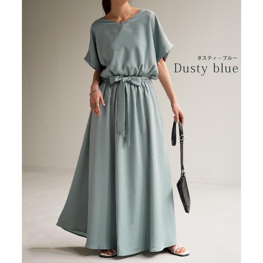 ワンピース レディース 半袖 ロングワンピース フレンチスリーブ 大きいサイズ | HUG.U | 17