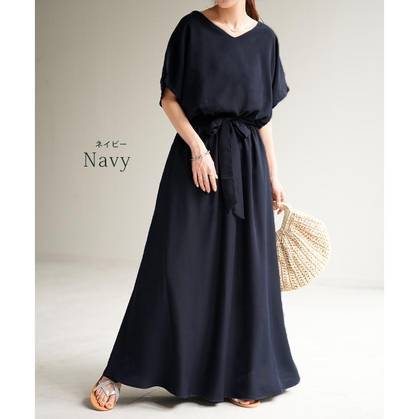 ワンピース レディース 半袖 ロングワンピース フレンチスリーブ 大きいサイズ | HUG.U | 18