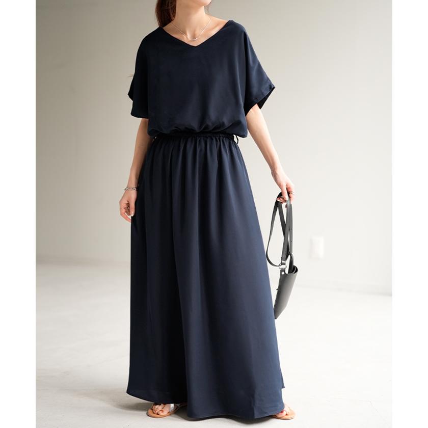 ワンピース レディース 半袖 ロングワンピース フレンチスリーブ 大きいサイズ | HUG.U | 25