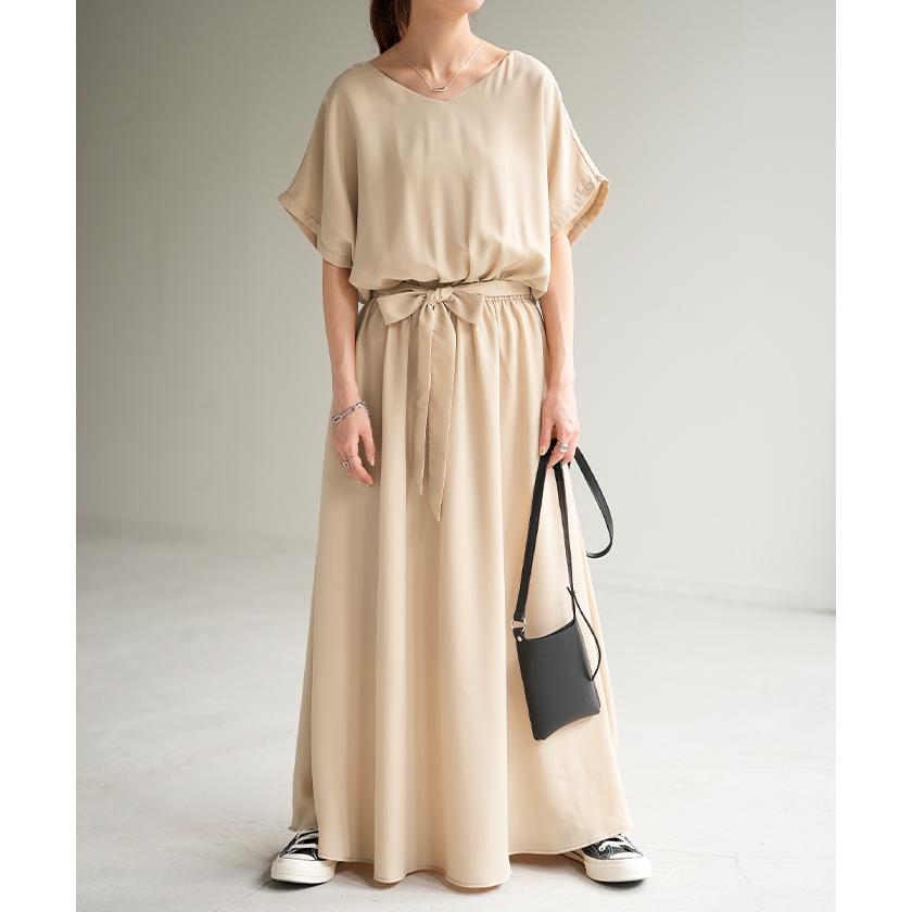 ワンピース レディース 半袖 ロングワンピース フレンチスリーブ 大きいサイズ | HUG.U | 10