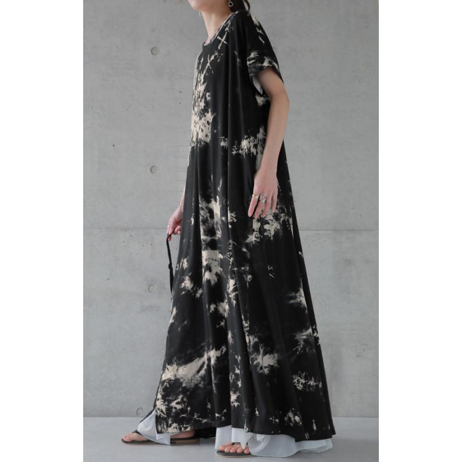 ワンピース レディース 秋 ロングワンピース 半袖 タイダイ柄 Tシャツワンピース | HUG.U | 15