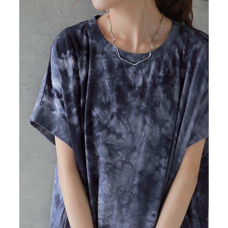 ワンピース レディース 秋 ロングワンピース 半袖 タイダイ柄 Tシャツワンピース | HUG.U | 17