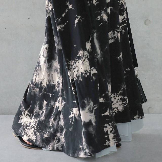 ワンピース レディース 秋 ロングワンピース 半袖 タイダイ柄 Tシャツワンピース | HUG.U | 22