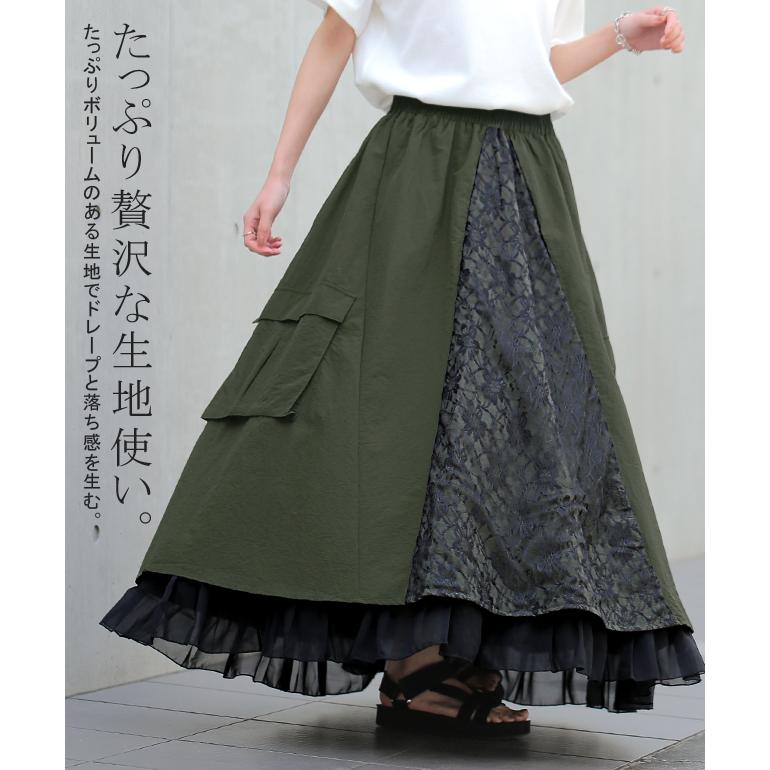 スカート ロングスカート マキシスカート レース ベイカースカート ワークスカート ミリタリー | HUG.U | 21