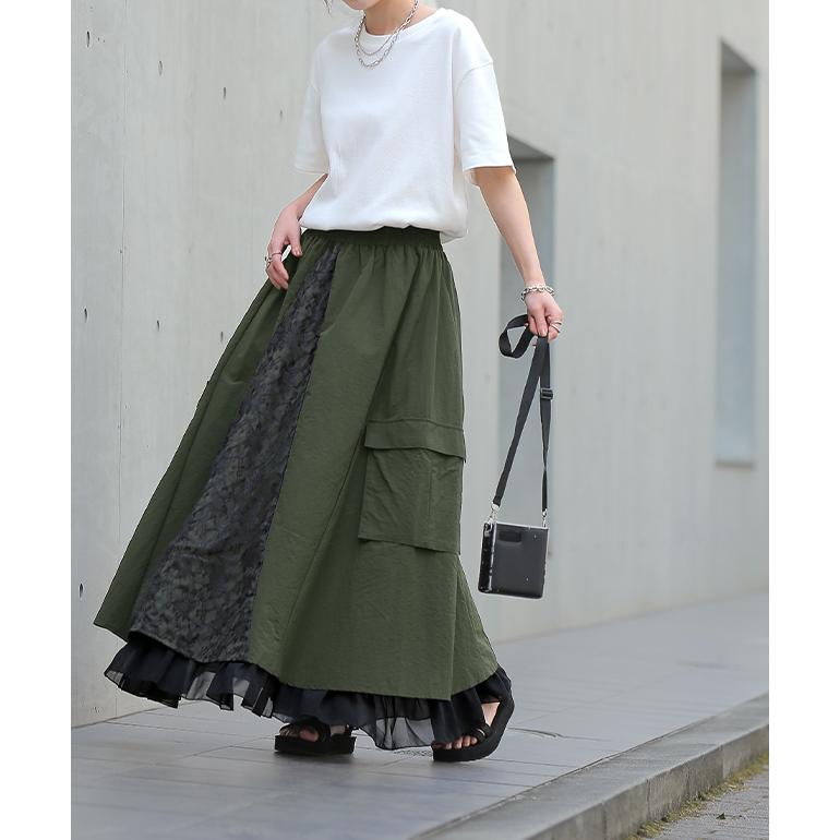スカート ロングスカート マキシスカート レース ベイカースカート ワークスカート ミリタリー | HUG.U | 10