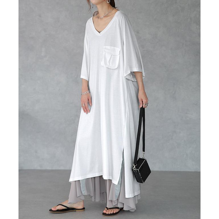 ワンピース Tシャツワンピース ロングワンピース マキシワンピース ロング レディース 七分袖 体型カバー ワンピ 大きいサイズワンピース | HUG.U | 07