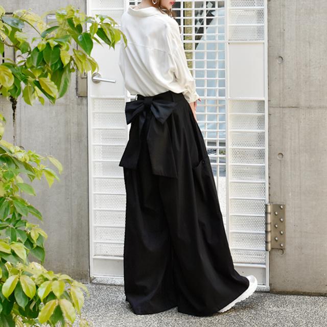 ワイドパンツ レディース ワイド リボン カーゴパンツ バックリボン チノ ベイカーパンツ バギーパンツ ワイドパンツルック | HUG.U | 14