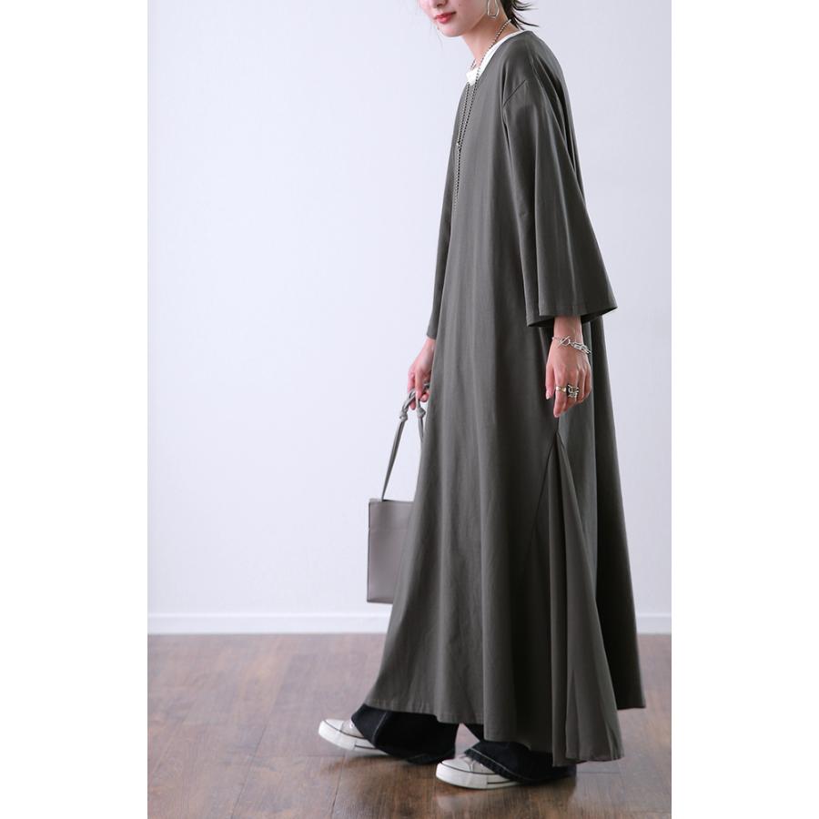 ワンピース マキシ丈ワンピース マキシワンピース スリットワンピース アシンメトリー ロングワンピース 7分袖 シフォン ストレッチ | HUG.U | 08