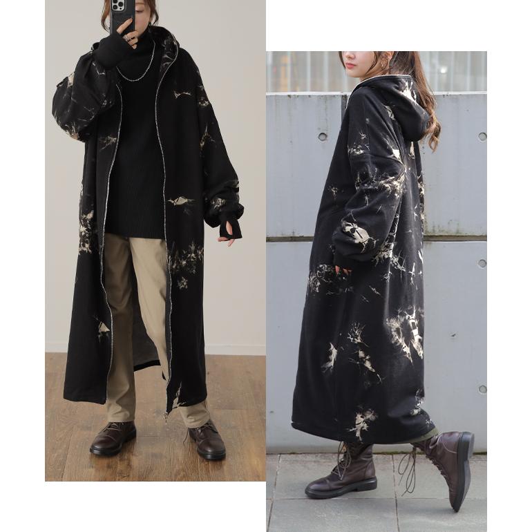 HUG.U（ハグユー） パーカー レディース ロング タイダイ柄 ロング