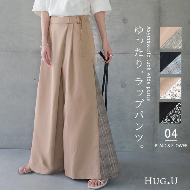 ワイドパンツ レディース ワイド ボトムス パンツ グレンチェック