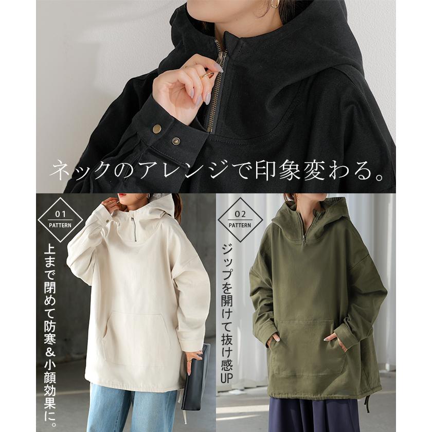 パーカー トップス プルオーバー レディース フード マウンテンプルオーバー キャンプ ツイル アウトドア ミリタリー | HUG.U | 15