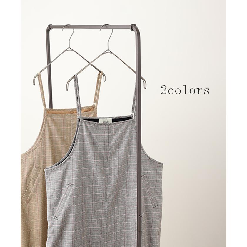 オールインワン レディース サロペット 体型カバー シンプル チェック サロペ つなぎ ワイドパンツ ワイド キャミワンピース 大きい ワイドパンツルック | HUG.U | 10