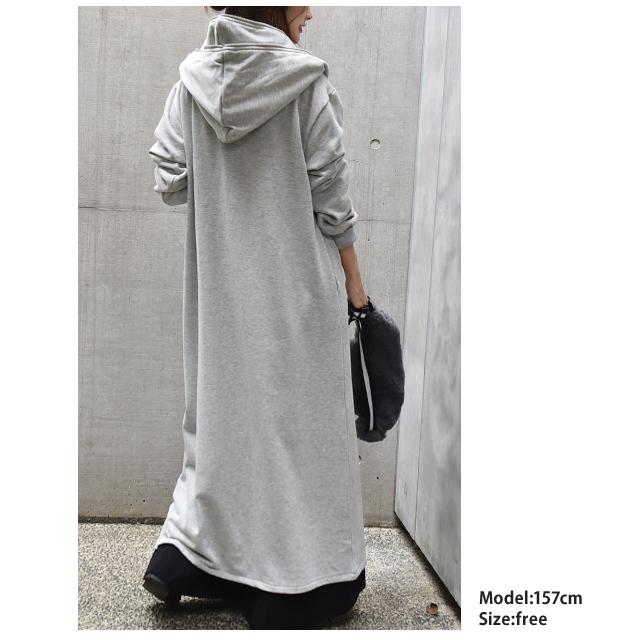 ロングパーカー パーカー スウェット レディース トレーナー フーディ 大きめ ジップアップ ダブルジップ パーカーワンピース アウター 春夏 Y300 Hug U ハグユー 通販 Yahoo ショッピング