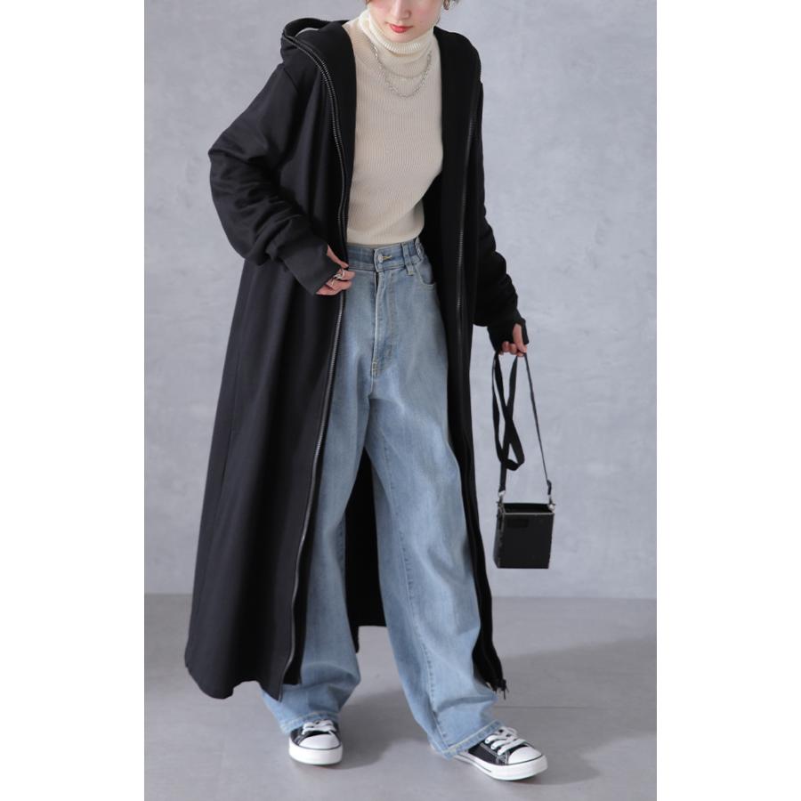 ルネ　ロングジップアップパーカー　黒　ブラック　36サイズ　コート　ワンピース HUG.U パーカー レディース ロング タイダイ柄 ロングパーカー