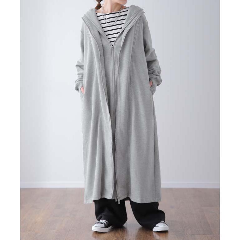 ロングパーカー レディース パーカー スウェット ダブルジップ パーカーワンピース アウター | HUG.U | 06