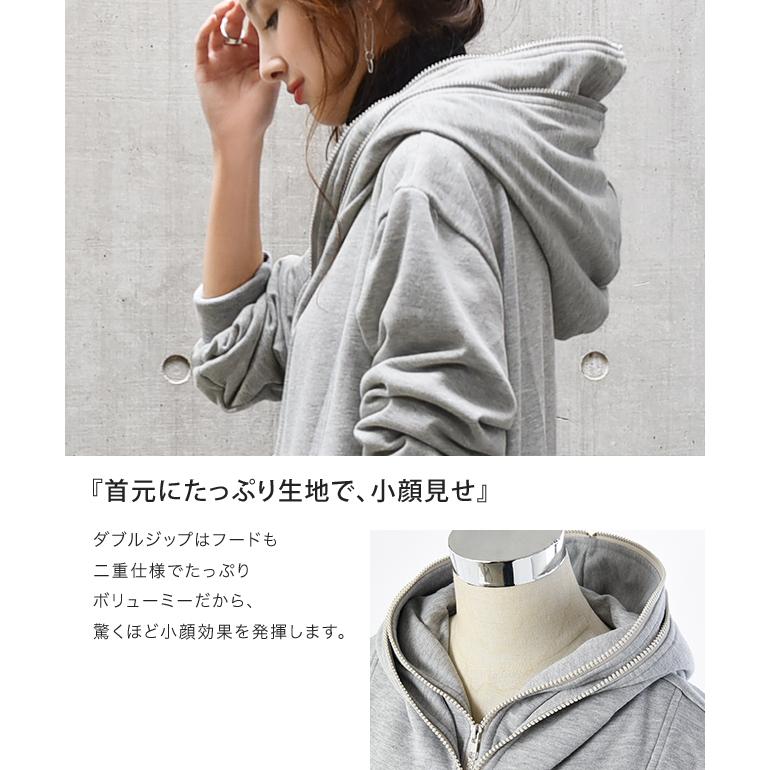 ロングパーカー レディース パーカー スウェット ダブルジップ パーカーワンピース アウター Y300 Hug U ハグユー 通販 Yahoo ショッピング